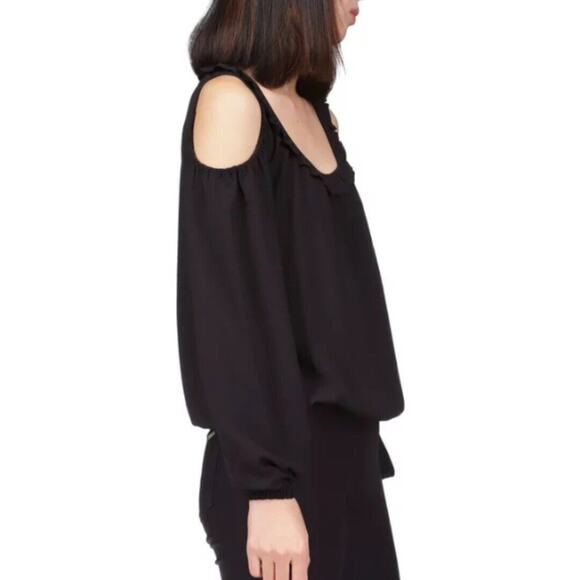 Michael Kors Women’s Black Elastic Waist Tie Long Sleeve Round Neck Top XS - Picture 2 of 7